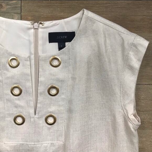 J.CREW METALLIC GOLD Linen Shift Sleeveless Linen Dress Women's Size 00 - Picture 5 of 11